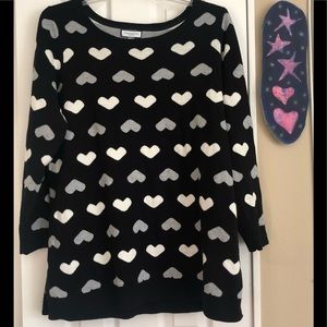 Charter Club heart sweater, size 2X. Black, white, and gray.